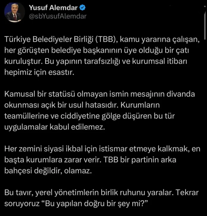 TBB Meclisi’nde Mektup Okuma Girişimi Tartışma ve Arbedeye Yol Açtı, Alemdar’dan Kurumsallık Vurgusu
